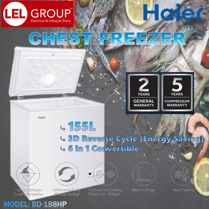HAIER 155L CHEST FREEZER BD188HP Lazada