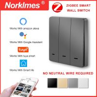 ✒ Zigbee Wall Switch EU No Neutral Wire Required Smart Light Switch 1 2 3 Gang 110V 220V Tuya Smart Home Support Alexa Google Home