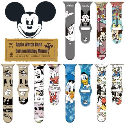 Disney Mickey Minnie Silicone Strap For Apple Watch Band 44mm 45mm 42mm 40mm 38mm 41mm Bracelet Iwatch Apple Watch 6 5 3 SE 7 Straps