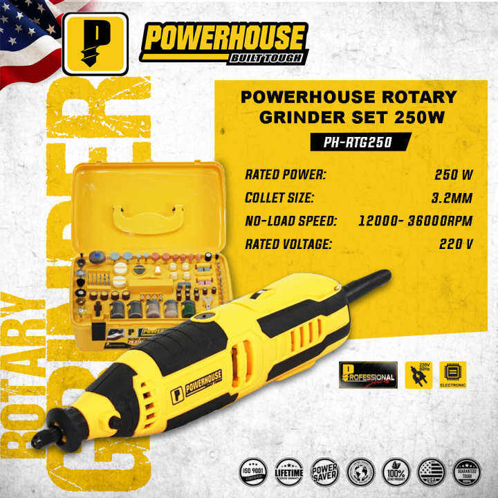 POWERHOUSE Die Grinder Rotary Tool Set 250W Electric Grinder Variable