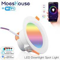 Moes Wifi Smart LED Downlight Dimming Round Spot Light  7W RGB Color Changing 2700K-6500K Warm Cool Light Alexa Google Home