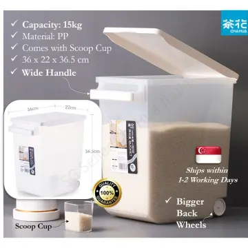 5kg/10kg/15kg Airtight Rice Grain Storage Bucket Flip Cover Insect Proof  Moisture Proof Sealed Dried