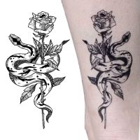 Fake Tatoo Waterproof Temporary Tattoo Stickers Whale Moon Deer Rose Flash Tatto Children Female Black Geometric Body Art Stickers