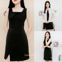 Common Cold Dress รุ่น Charcoal (สีดำ) ผ่าหน้า