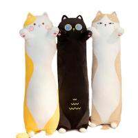 Long Cat Plush 35.43in Cute Cat Body Pillow Cat Stuffed Animals Soft Plushies Vivid Animal Pillows Plush Toy for Bedroom Living Room Office Decoration natural