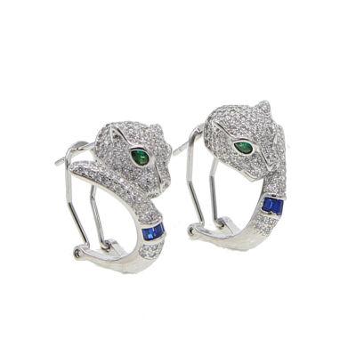 Cool Animal design micro pave cubic zirconia cz leopard earring Luxury cz bling women jewelry
