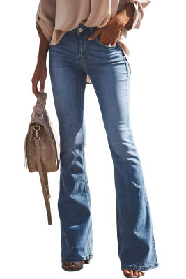 Women Bootcut Jeans Slim Fit Denim Pants Bell Bottom Straight High Waist Bootleg Jeans Stretch Female Flare Trouser Maxi Fashion