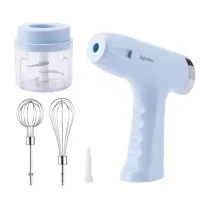 Electric Milk Frother Garlic Chopper Masher Whisk Egg Beater Mixer Kitchen Handheld Automatic Frother Foamer