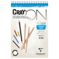 Clairefonne กระดาษวาดเขียนสองหน้า ผิวกึ่งหยาบและเรียบ 120 แกรม สันห่วง 50 แผ่น A5 CrayON A5 wirebound pad 975025C