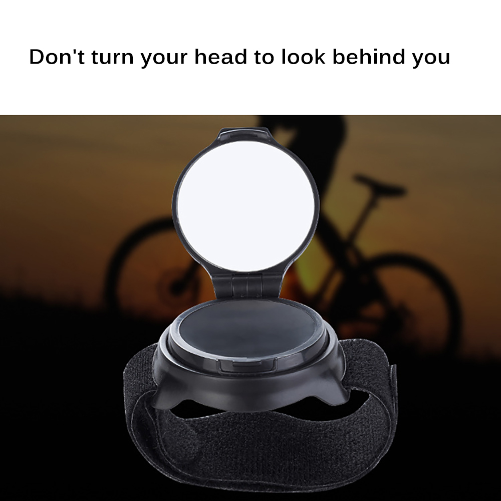 Bike Rearview Mirror Plastic Rotatable Lightweight Bike Rearview Mirror Cotton Arm Wrist Strap Bicycle Rear View Mirror Cycling Accessory 