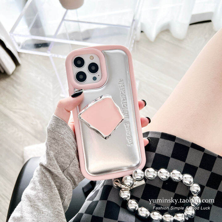 เคสสีชมพูแบบพรีเมี่ยมสำหรับ-iphone14promax-air-cushion-anti-drop-case-สำหรับ-iphone13-กรณีผู้ถืออัญมณีสีชมพูสำหรับ-iphone12-promax-silver-leather-case-สำหรับ-iphone11