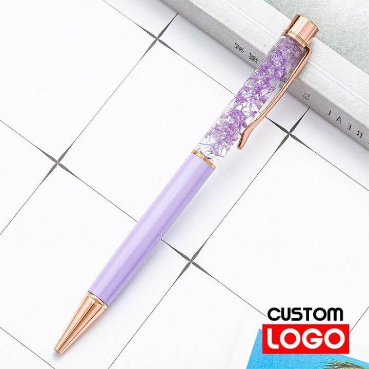 Creative Dried Flower Pen Metal Ballpoint Pen Private Customized Logo