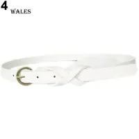 Wales&amp;Womens Vintage Simple Thin Waist Belt Metal Buckle Skinny Faux Leather Belt