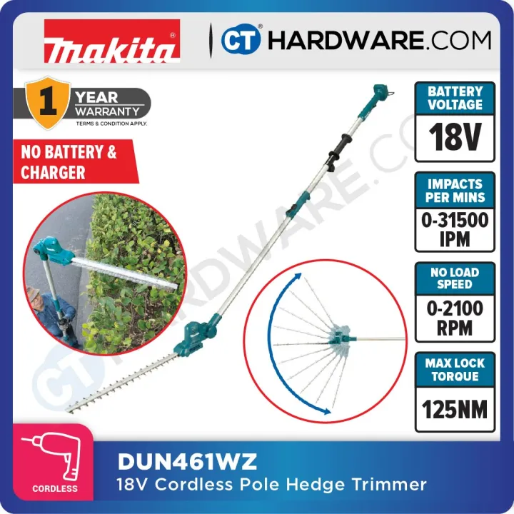 MAKITA DUN461WZ CORDLESS POLE HEDGE TRIMMER 18V 11/16" 3600SPM