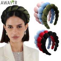 【YF】 Large Wide Velvet Twist Sponge Headband Padded Hair Hoops Hairbands for Women Girl Wavy Braided Headbands Accessories