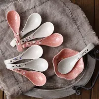 Snow Powder Japanese Style Japanese Style Underglaze Ceramics Hotel Household Restaurants Spoons Household Kitchen Supplies Serving Utensils