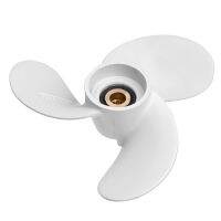 6L5-45943-00-EL Aluminum Alloy Marine Boat Outboard Propeller 7 1/4 x 6 for 2.5-3Hp 9 Spline Tooth 3 Blades R Rotation White