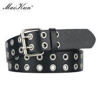 MaiKun Women Punk Goth Belts nd Leather Women Grunge Belt Halloween Double Pin Buckle Female Belt for Jeans Streetwear