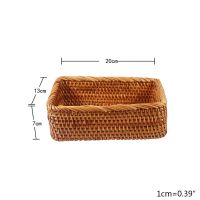 Rectangular Hand-woven Basket Rattan Candy Storage Picnic Tray Food Bread Dishes