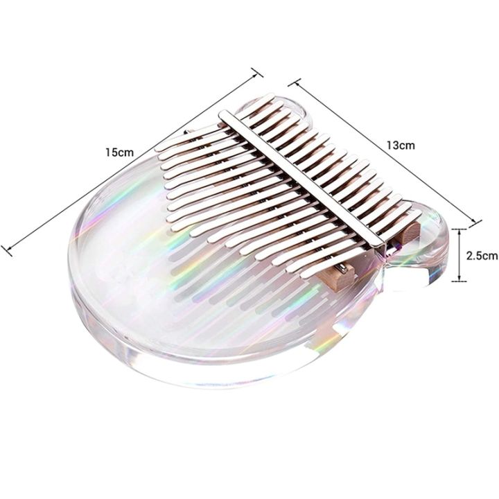 kalimba-17คีย์สำหรับเริ่มต้นเปียโนนิ้วหัวแม่มือเรนโบว์คริลิคเปียโนนิ้วใสคุณภาพสูงพร้อมเคสหนังสือสอนค้อนสติกเกอร์