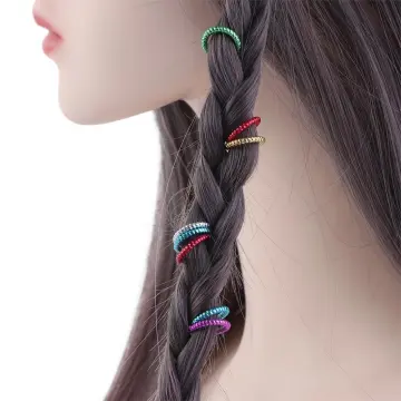 50pcs Colored Beads Hair Clips Plastic Hair Accessories For Women's Braids,  Hair Braiding And Headbands