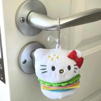 จี้การ์ตูนน่ารักลาย Hello Kitty Burger พวงกุญแจ KT กระเป๋าตุ๊กตาผ้ากำมะหยี่แมวจี้ของเล่นอะนิเมะน่ารักจี้การ์ตูนคู่เด็กผู้หญิงของเล่นสตัฟ