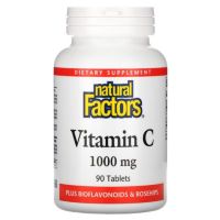 Natural Factors, Vitamin C, Plus Bioflavonoids &amp; Rosehips, 1,000 mg, 90 Tablets