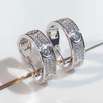 Love Earrings Sterling Silver Women Men Diamonds Clasp Stud Rose Gold Fashion Jewelry Cryatal 18K Original Round Luxury Anime