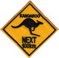 iron on patch Embroidery Kangaroo Next 100km Australia 5x5 cm ออสเตรเลีย จิงโจ้ ตัวรีด เย็บติดผ้าประเทศไทย โลโก้ปัก มีกาวสำหรับรีด ตกแต่งเสื้