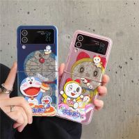 เคสโทรศัพท์การ์ตูนโดราเอมอนสำหรับ Samsung Galaxy Z Flip 4 3 5 Flip3 Flip5 Flip4 ZFlip3 ZFlip4 ZFlip5ฝาหลังกันกระแทกเคลือบ