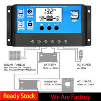 【Original】10A 20A 30A PWM คอนโทรลเลอร์ชาร์จพลังงานแสงอาทิตย์12V/24V 10A 20A 30A พลังงานแสงอาทิตย์ PWM แบตเตอรี่จอแสดงผล LCD Dual USB 5V แผงควบคุมพลังงานแสงอาทิตย์รถบ้านความปลอดภัย