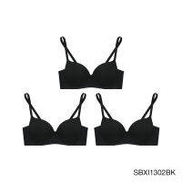 [ แพ็ค 3 ชิ้น ] Sabina เสื้อชั้นใน Invisible Wire (ไม่มีโครง) Seamless Fit รุ่น Modern V  รหัส SBXI1302 สีดำ