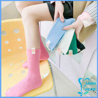 Easy ถุงเท้ากีฬา ข้อยาว ผ้าฝ้าย ถุงเท้าข้อกลาง แฟชั่นฤดูใบไม้ร่วง womens socks