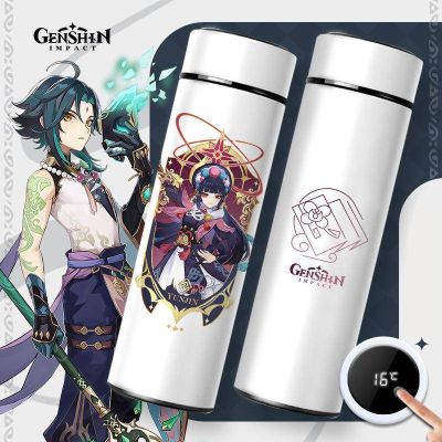 Ag Genshin Impact กระติกน้ําร้อน สเตนเลส 304 ลายการ์ตูนอนิเมะ สองชั้น แสดงอุณหภูมิ 500 มล. ของขวัญ