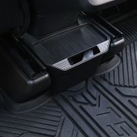 TEFUN for Tesla Model Y 2022 2023 Rear Center Console Storage Box TPE Box with Cover Trash Can Under Seat Car Accessories