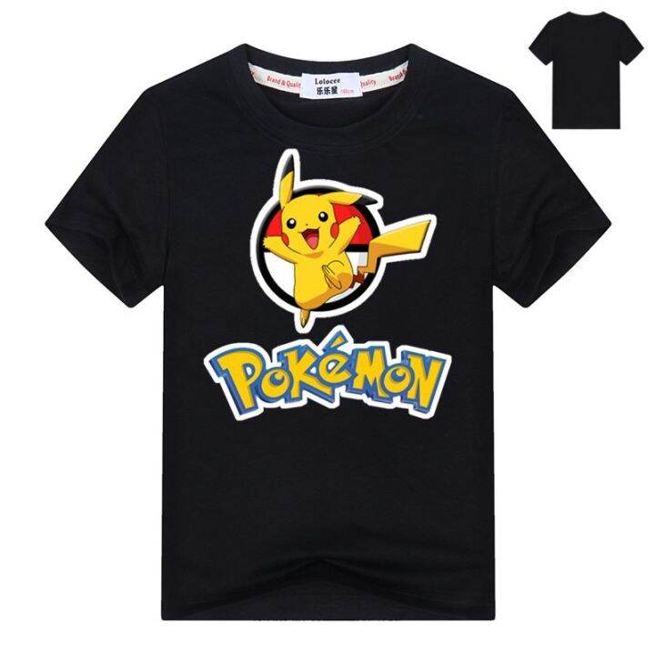 เสื้อยืดแขนสั้นพิมพ์ลาย-pokemon-pikachu-สำหรับเด็ก