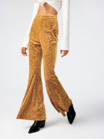 Cider Velvet Mid Waist Paisley Flared Trousers