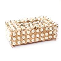 Tissue Box Storage Box Shiny Luxury Creative Metal Paper Container Pearl Tissue Box Tray Restaurant Bar Car