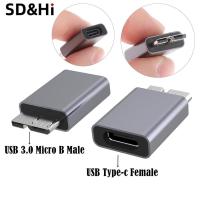 ชนิด C ตัวเมียเป็น Usb 3.0 Micro B หัวต่อตัวผู้อะแดปเตอร์อะลูมิเนียมสำหรับเชื่อมต่อฮาร์ดดิสก์คอมพิวเตอร์ประเภท C ถึง Usb3.0 Micro B ชาย