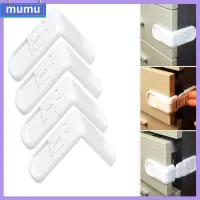 MUMU 1/4pcs เฟอร์นิเจอร์ สแน็ปคู่ มัลติฟังก์ชั่น ป้องกันการเปิด ผู้พิทักษ์เด็ก ประตูตู้เสื้อผ้า ล็อคความปลอดภัยของเด็ก มุมฉาก