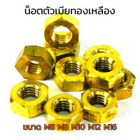 หัวน็อตทองเหลือง M6 M8 M10 M12 M16 ตัวเมียเมียทองเหลือง น็อตตัวเมีย Brass Hex Nut