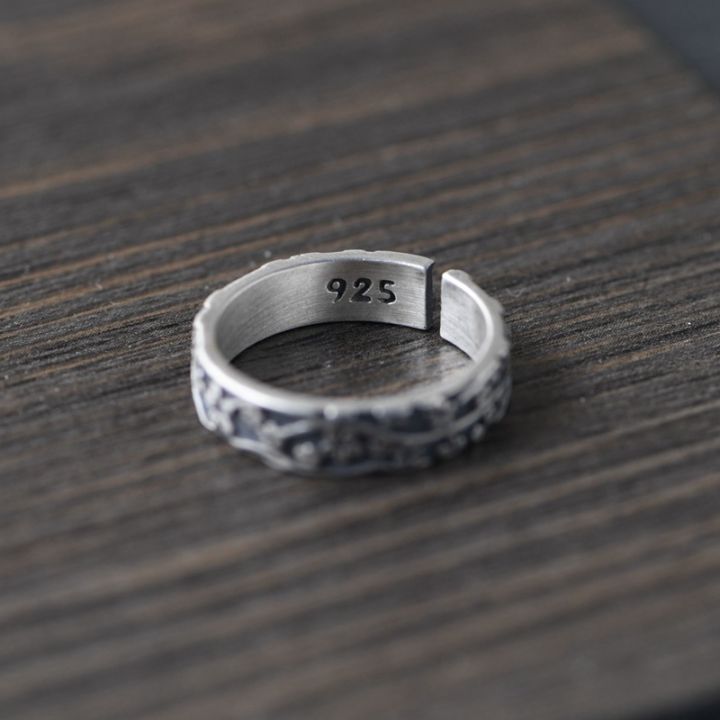 cod-s925-แหวนเงินวินเทจเงินไทยงานฝีมือแหวนแหวนแหวนเงินดอกเล็กรุ่นผู้หญิง