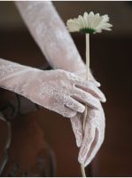 ♕✠☽ Womens White Lace Bridal Gloves for Wedding Dance Gloves Party Stretchy guantes largos mujer Finger Opera Bridesmaid Gloves