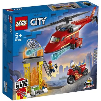 LEGO Lego City Series 60281 Fire Rescue Helicopter Childrens Puzzle Building Blocks Toy Model