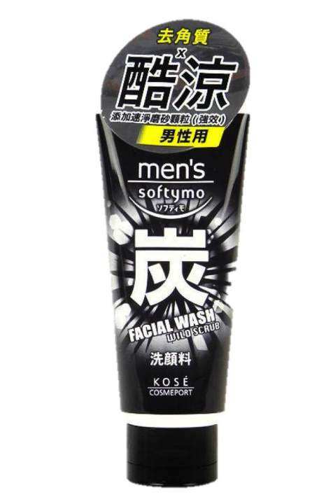 โฟมล้างหน้า-สำหรับผู้ชาย-kose-mens-softymo-facial-wash-charcoal-wild-scrub-foam-130-กรัม