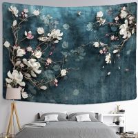Magnolia Flower Tapestry Bohemian Style Hippie Art TV Background Wall Hanging Room Bedroom Living Room Decor