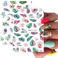 【lz】◄▣❇  3d voltar cola adesivos de unhas verão tropical palmeira folhas flores transferência slider arte do prego decoração criar beleza arte do prego decalques