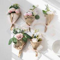 ﺴ☂ Artificial Flowers Mini Combo Bouquet Corsage Scrapbooking Wedding Christmas Decortion Home Pompon Handwork Silk Rose Fake Plant