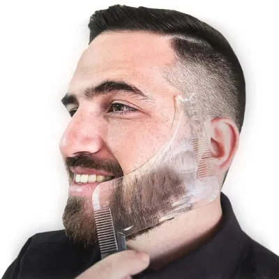 2022 New Men Beard Shaping Styling Template Comb Transparent Men 39;s moustache moulding Combs Beauty Tool for Beard Trim Templates