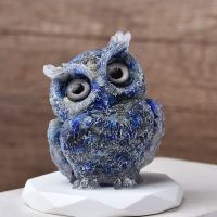 Lazuli 1 piece Natural Crystal Gravel Owl Animal Crafts With Orgonite Silicone Mold DIY Resin Decorative Hand Made Figurines Home Decorationgif